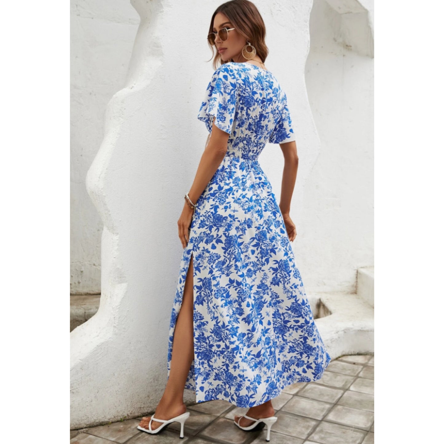 SHEIN - Double split floral print long dress