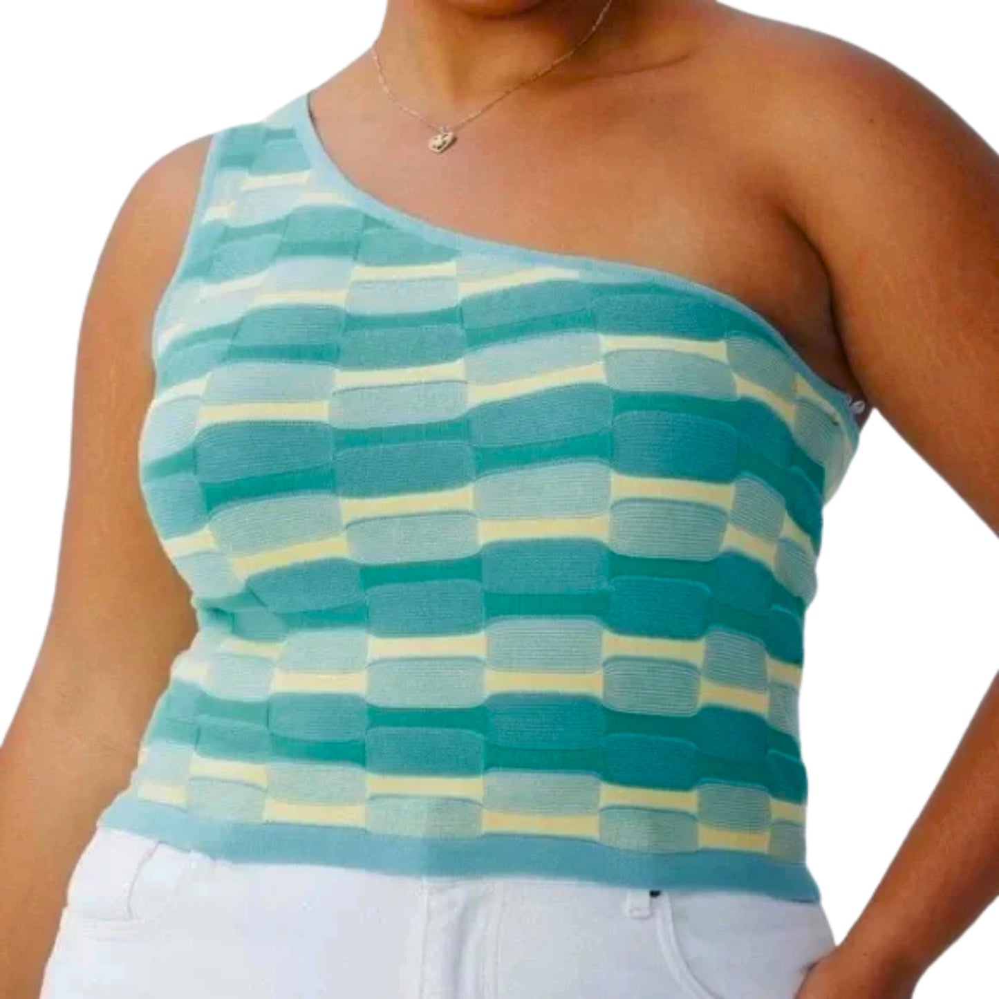 COTTON ON - Geometric Knit One Shoulder Top
