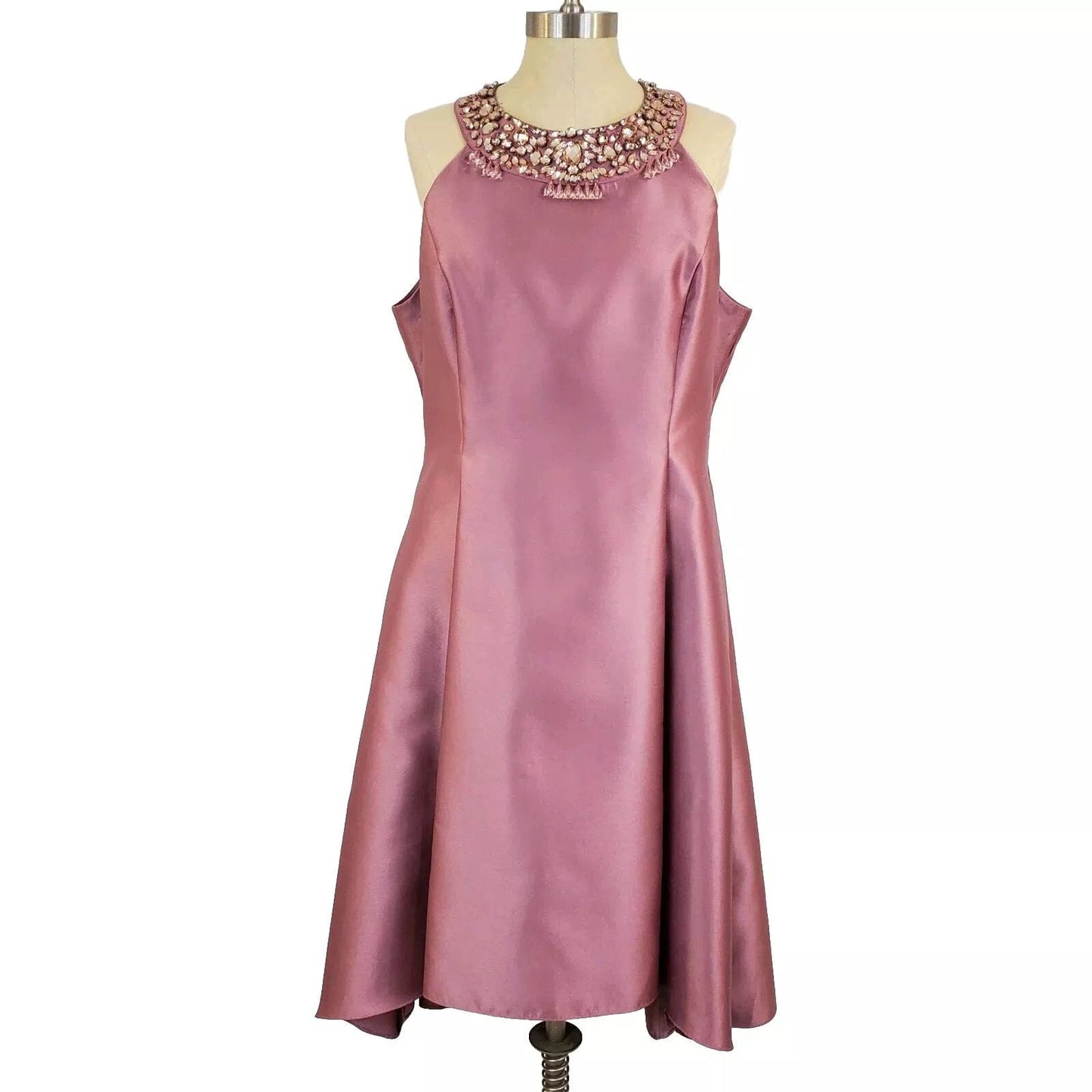 ADRIANNA PAPELL Womens Dress L / Pink ADRIANNA PAPELL - Rhinestone High-Low Dress