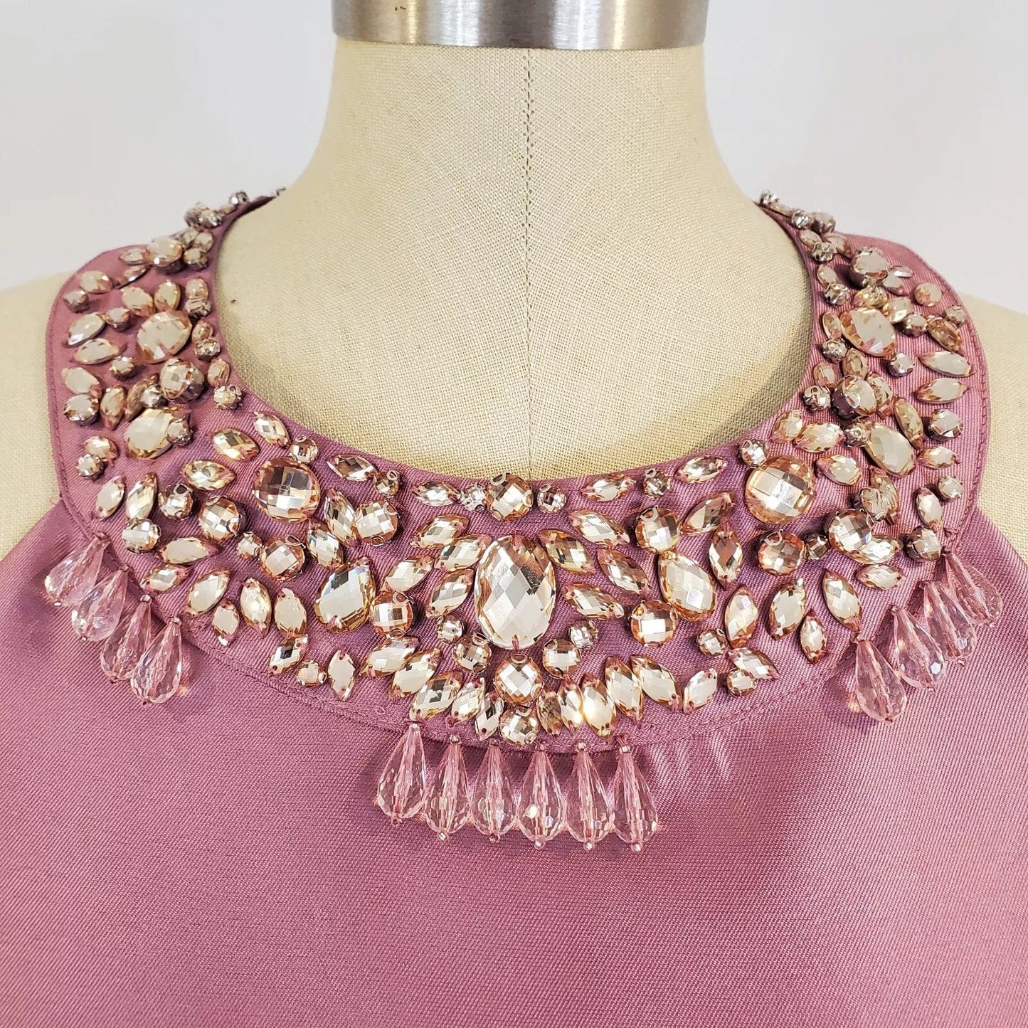 ADRIANNA PAPELL Womens Dress L / Pink ADRIANNA PAPELL - Rhinestone High-Low Dress