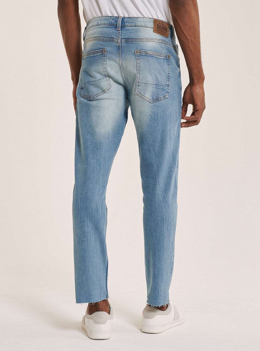 ALCOTT Mens Bottoms Light Blue / 36W x 30L ALCOTT - Cotton leg hem distressed denim