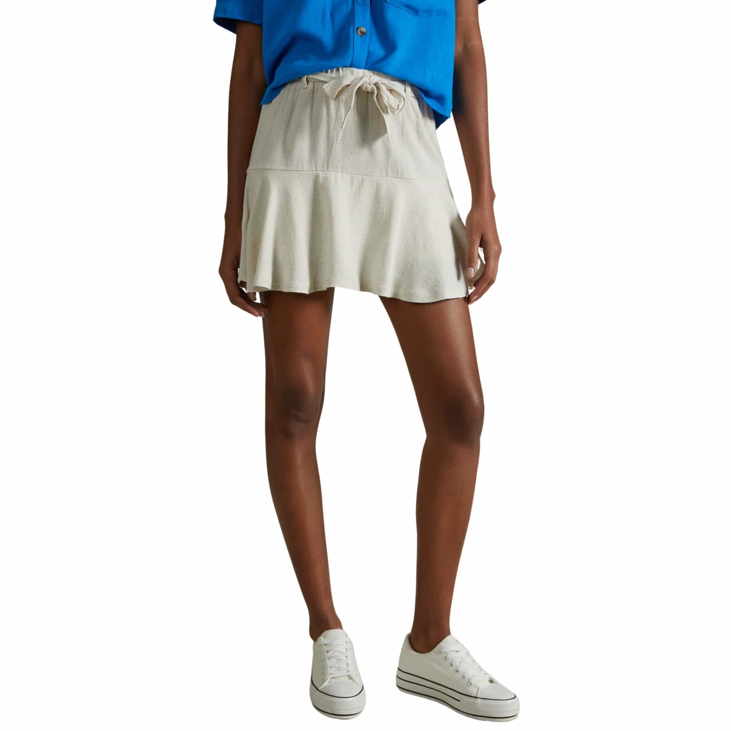ALCOTT Womens Bottoms XS / Beige / 26 ALCOTT - Linen-blend Skort with Strap
