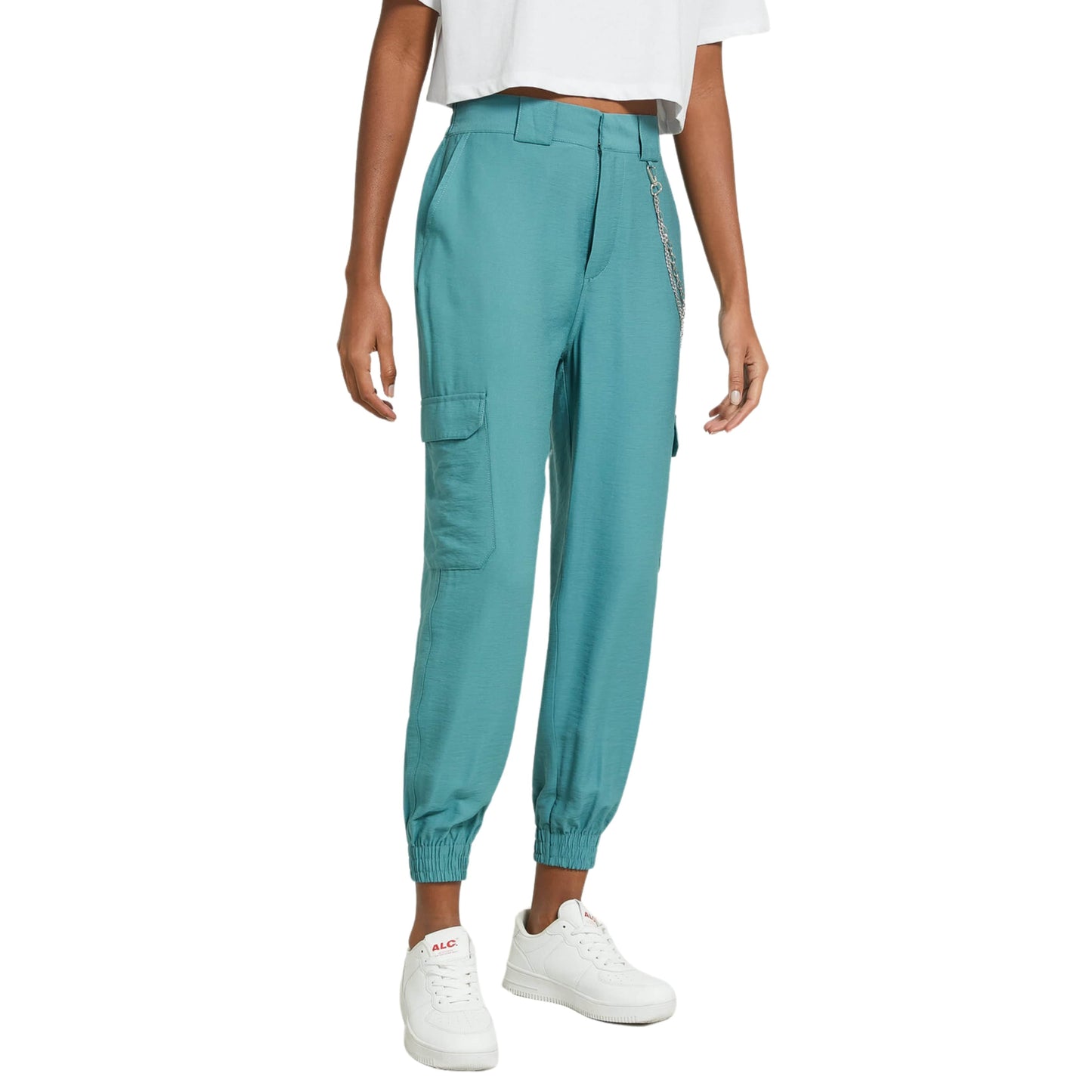 ALCOTT Womens Bottoms XS / Blue / 26 ALCOTT - Solid Cargo pockets pants