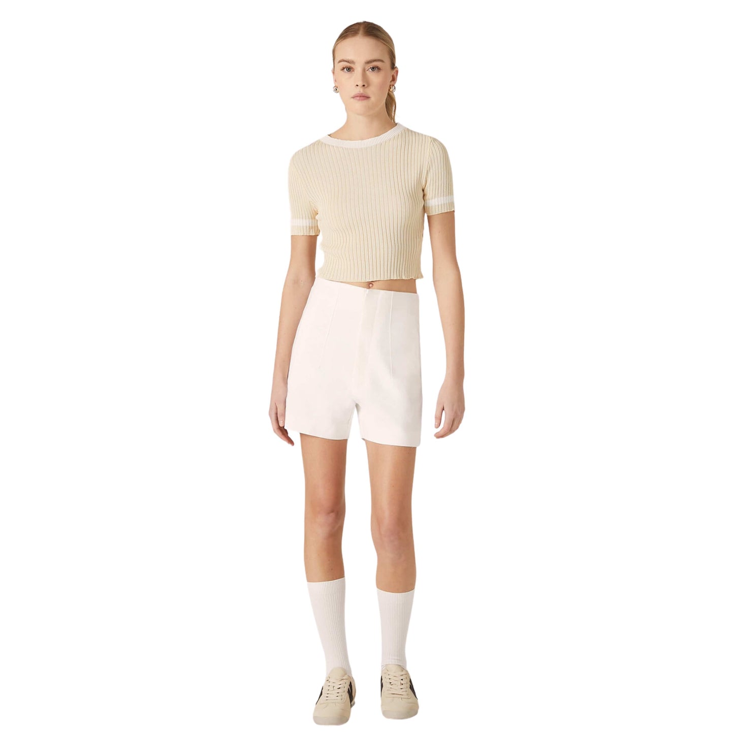 ALCOTT Womens Bottoms XS / White / 26W ALCOTT - Solid Double pleated shorts