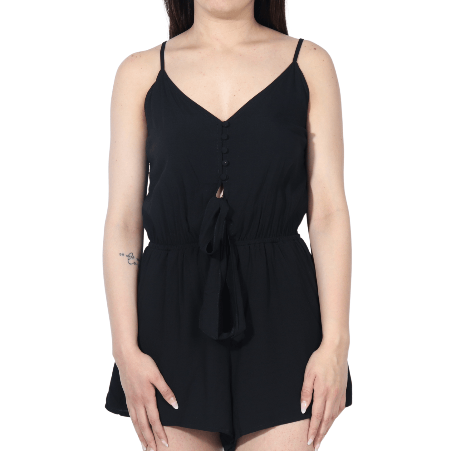 ALCOTT Womens Overall S / Black ALCOTT - V Neck Thin Strips Overall