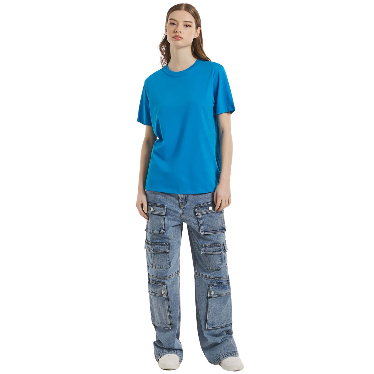 ALCOTT Womens Tops XS / Blue ALCOTT - Crew-neck cotton T-shirt