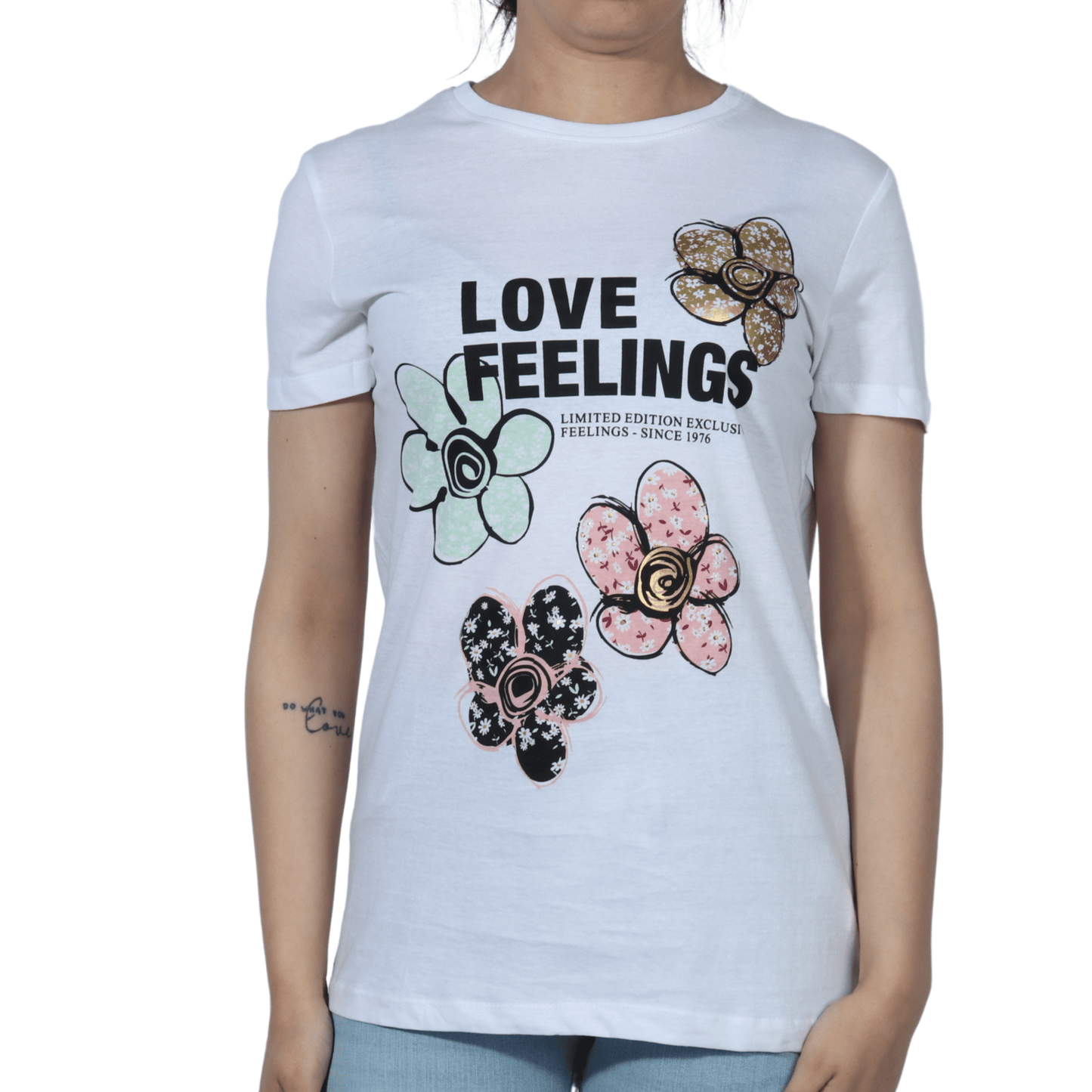 ALCOTT Womens Tops XS / White ALCOTT - Flower Drawings Print T-Shirt