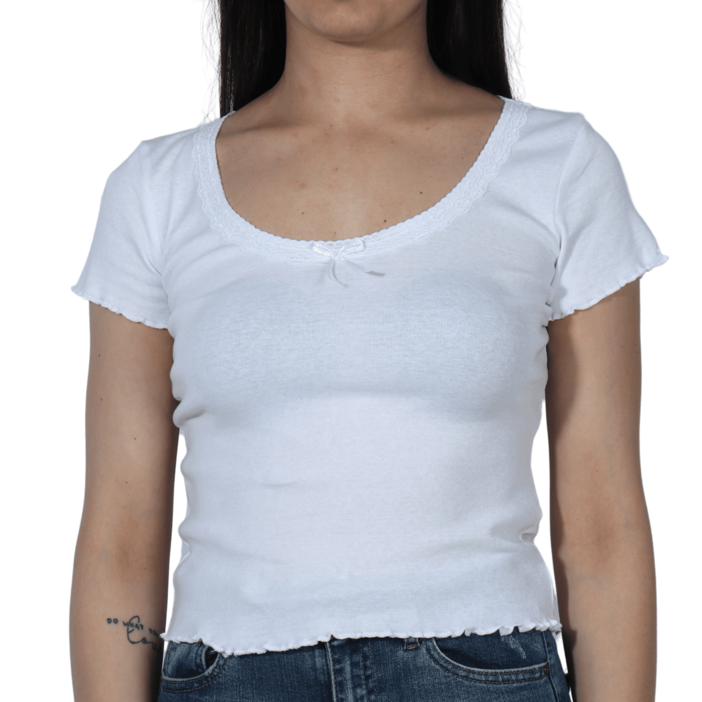 ALCOTT Womens Tops M / White ALCOTT - Lettuce Trim Design Top