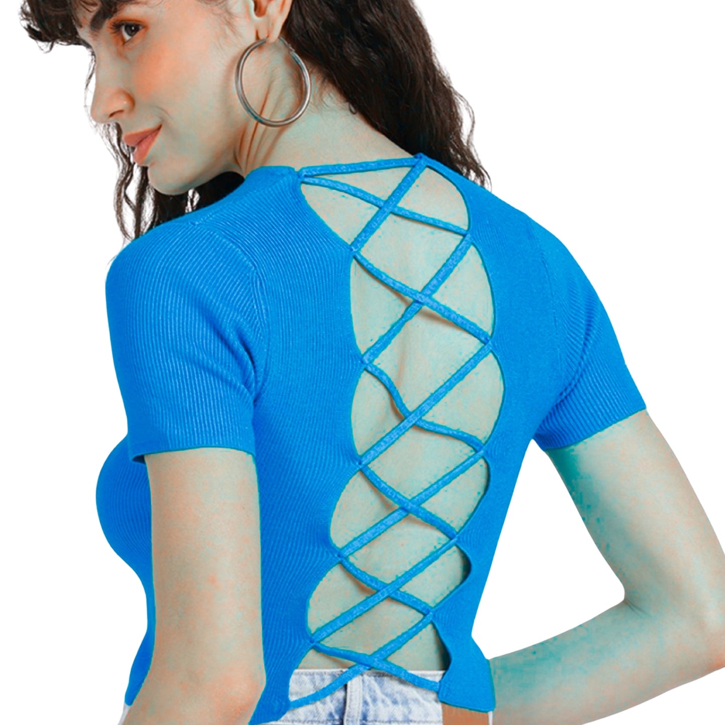 ALCOTT Womens Tops ALCOTT - Ribbed criss cross crop top