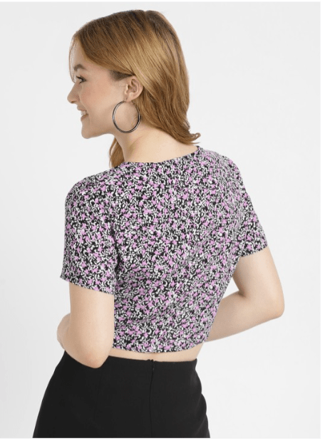 ALCOTT Womens Tops XS / Multi-Color ALCOTT - Ruched Floral Printed Crop Top