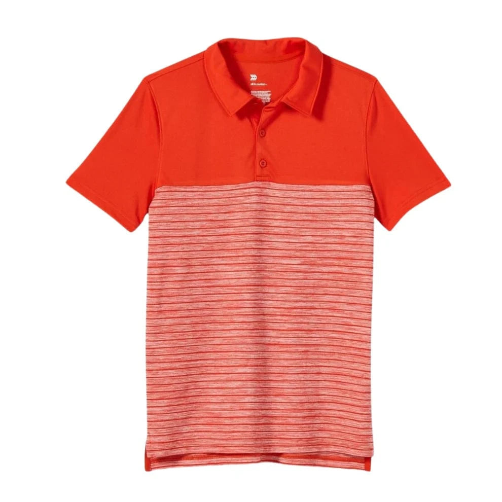 ALL IN MOTION Boys Tops L / Orange ALL IN MOTION - KIDS - Striped Golf Polo Shirt