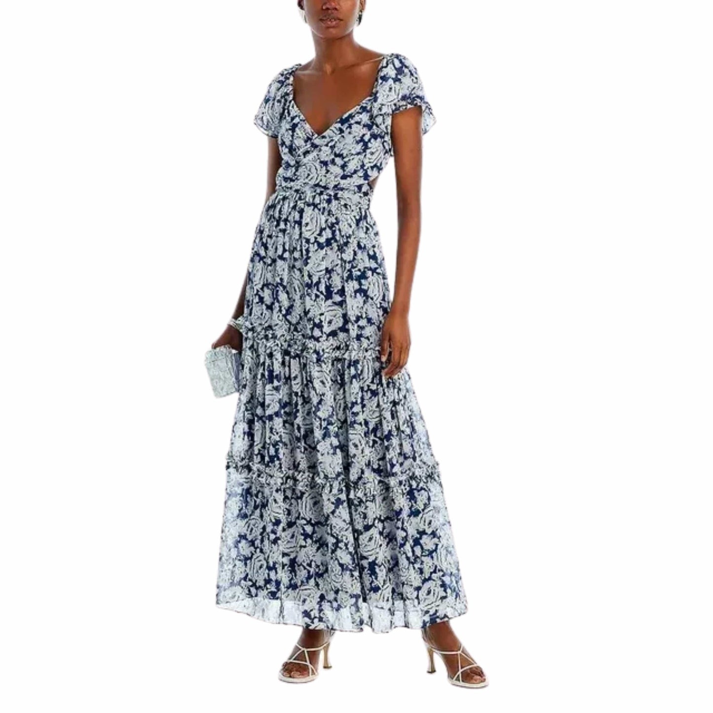 AQUA Womens Dress L / Multi-Color AQUA - Sleeve Tiered Maxi Dress