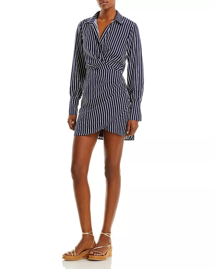 AQUA Womens Dress M / Navy AQUA - Striped Short Dress