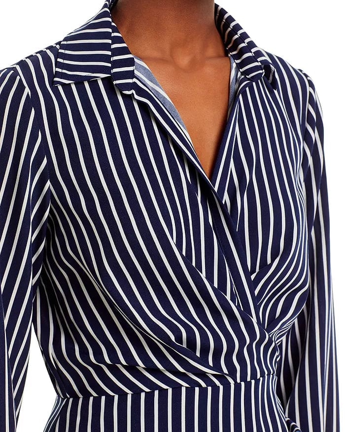 AQUA Womens Dress M / Navy AQUA - Striped Short Dress