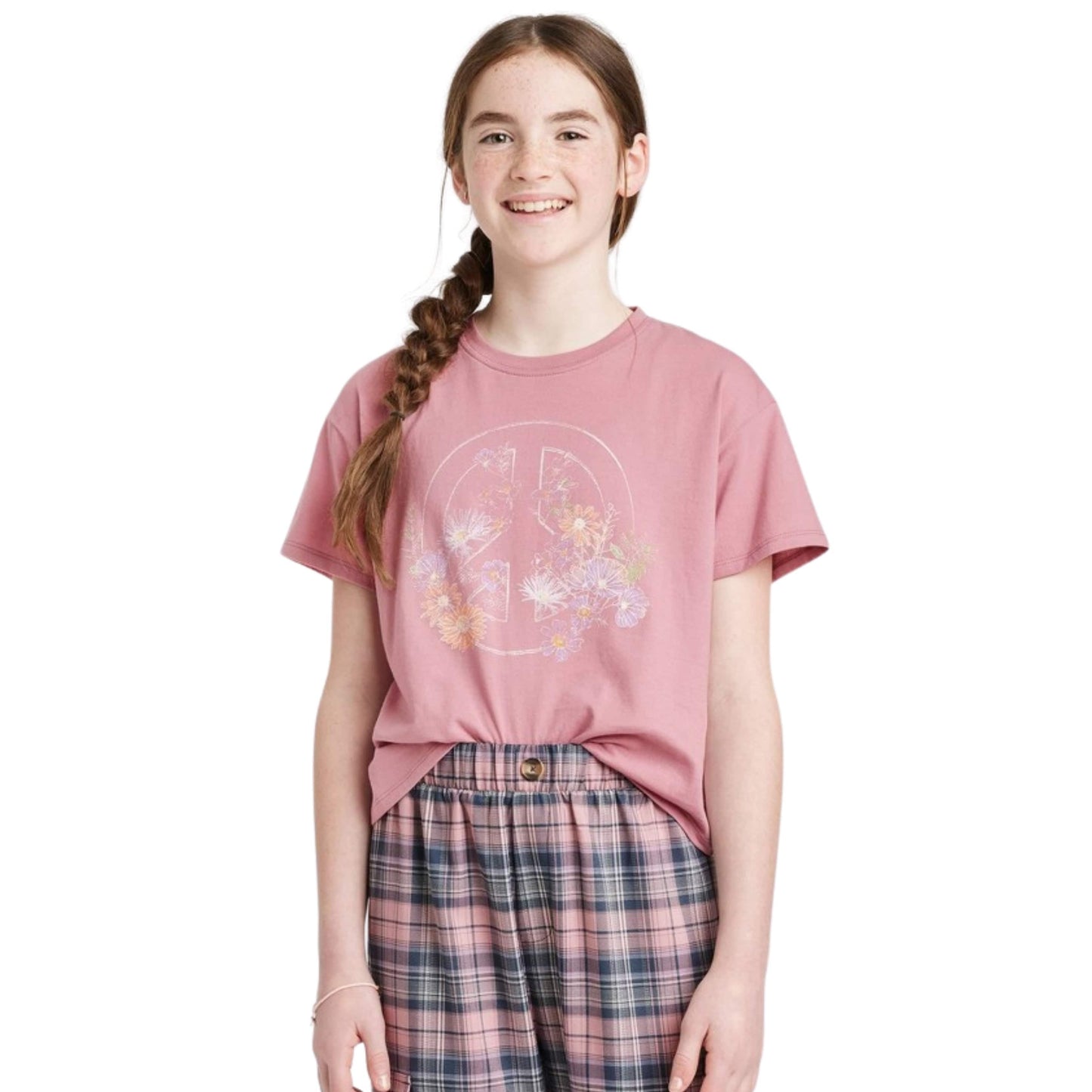 ART CLASS Girls Tops M / Pink ART CLASS - Kids - Boxy Cropped Graphic T-Shirt