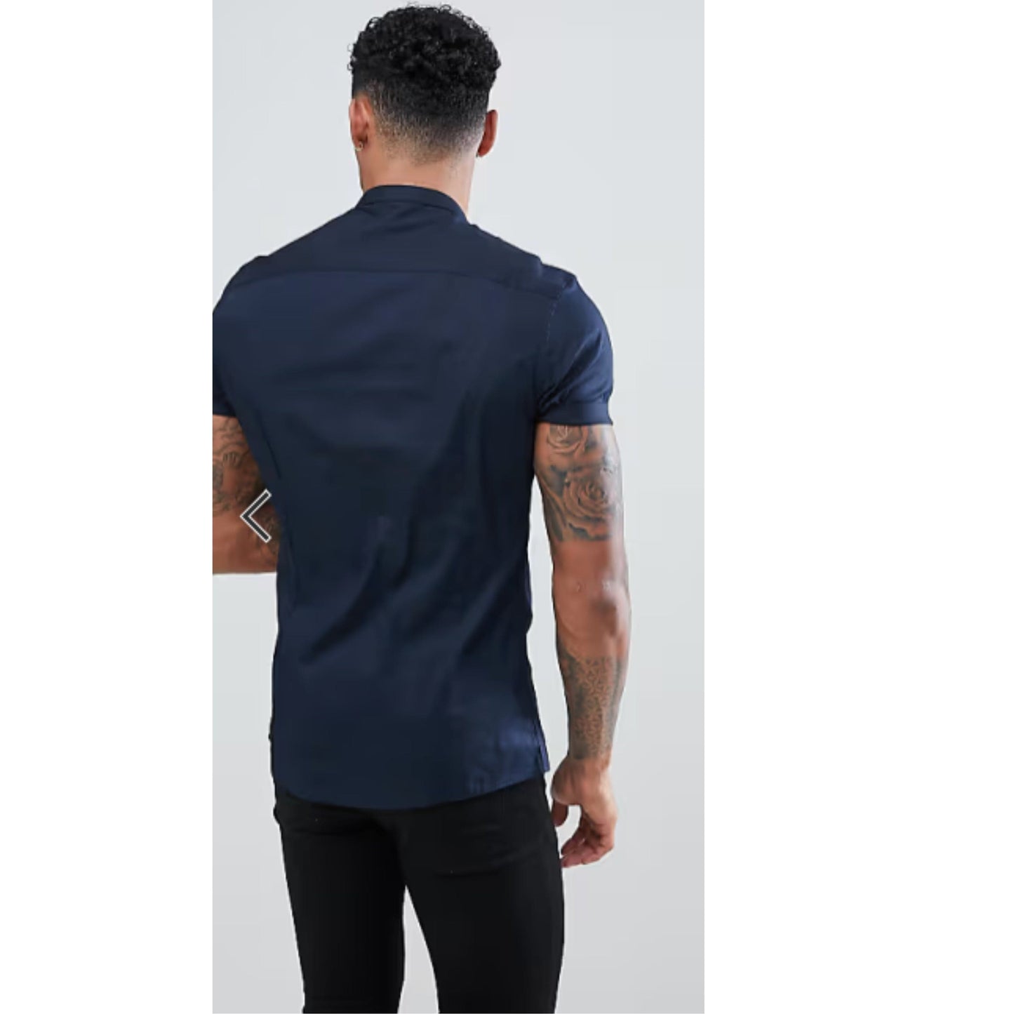 ASOS Mens Tops ASOS - Stretch Skinny Shirt With Grandad Collar