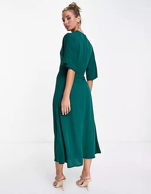 ASOS Womens Dress ASOS - Cowl Neck Midi Dress With Wrap Skirt
