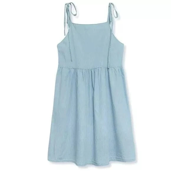 ASOS Womens Dress M / Blue ASOS - Tie Straps Lightweight Denim Dress