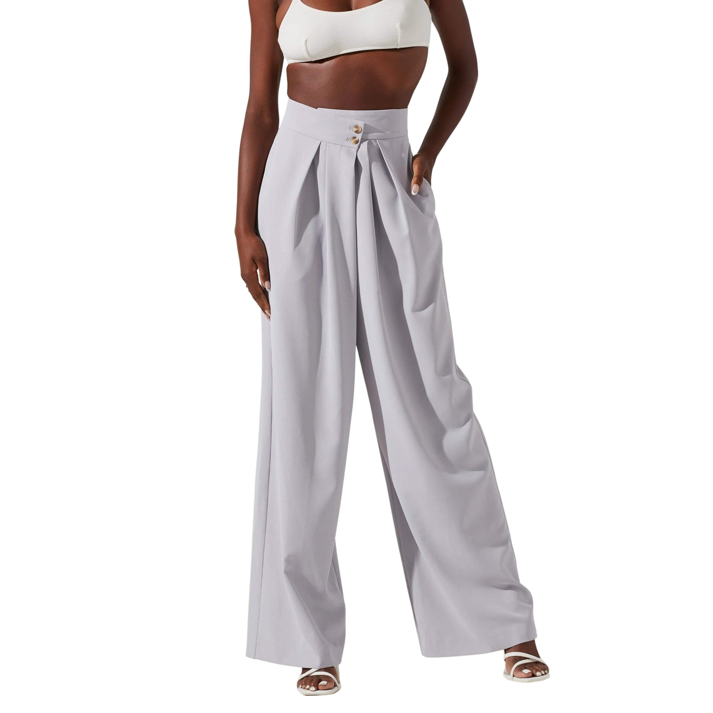 ASTR Womens Bottoms XL / Light Purple / 32 ASTR - Pleated Wide Leg Pants
