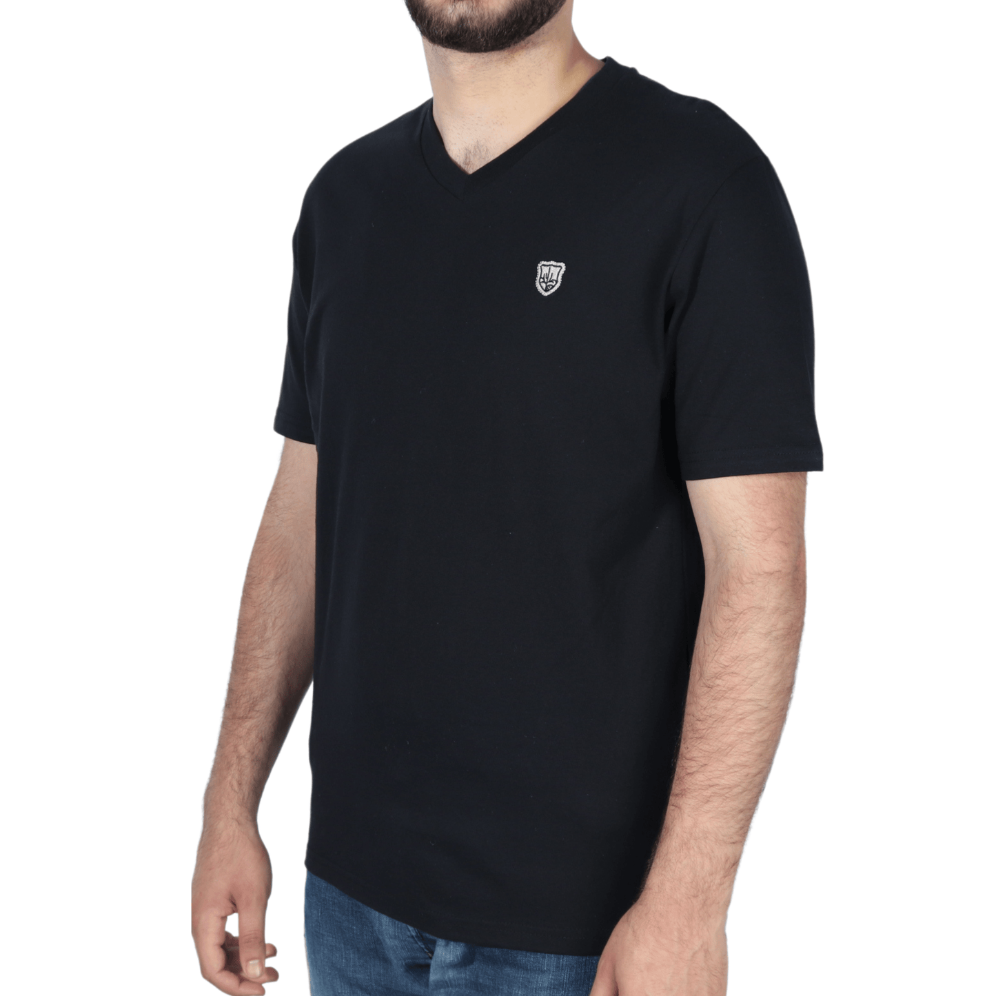 ATLAS FOR MEN Mens Tops M / Black ATLAS FOR MEN - Solid cotton front stitch design t-shirt