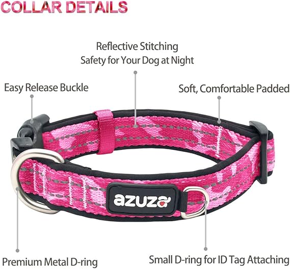 AZUZA Pet Accessories Pink AZUZA - Reflective Dog Collar and Leash Set