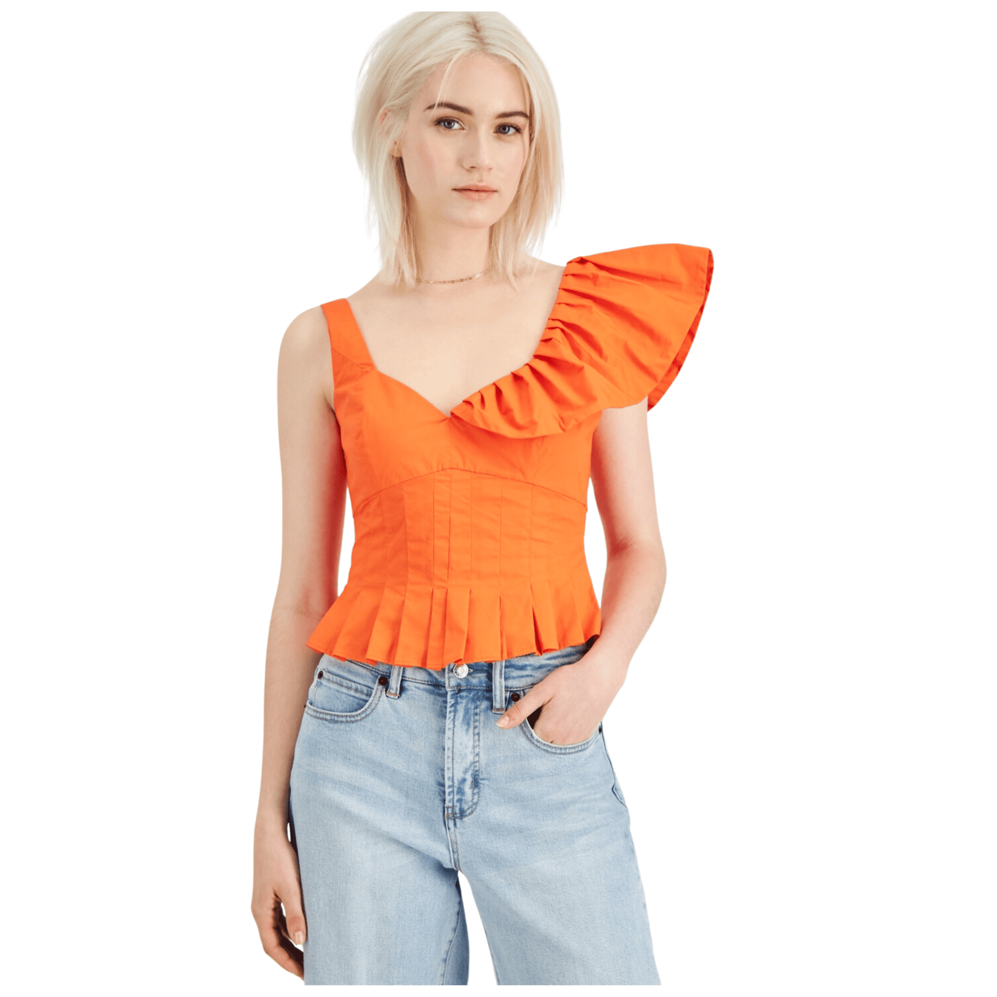 BARDOT Womens Tops XS / Orange BARDOT - Ruffled Peplum Blouse