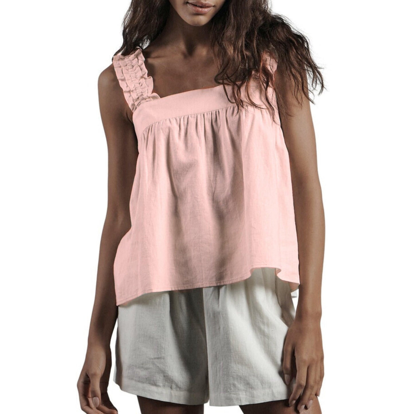 BARE Womens Tops XS / Pink BARE - Button design Hemp blouse