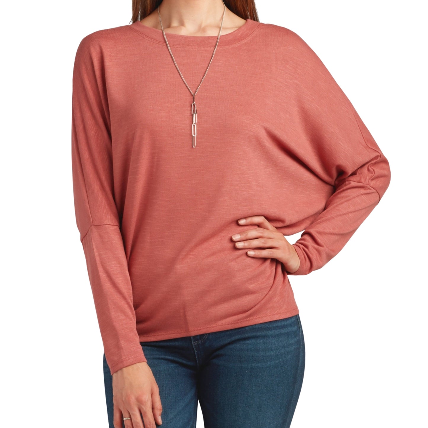 BCX Womens Tops XL / Pink BCX - Dolman-Sleeve Scoop-Neck Blouse