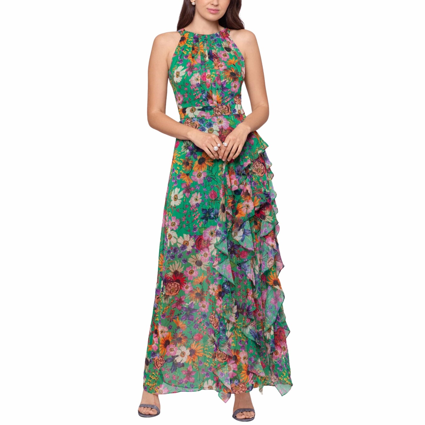 BETSY & ADAM Womens Dress Petite S / Multi-Color BETSY & ADAM - Petites Floral Long Halter Dress