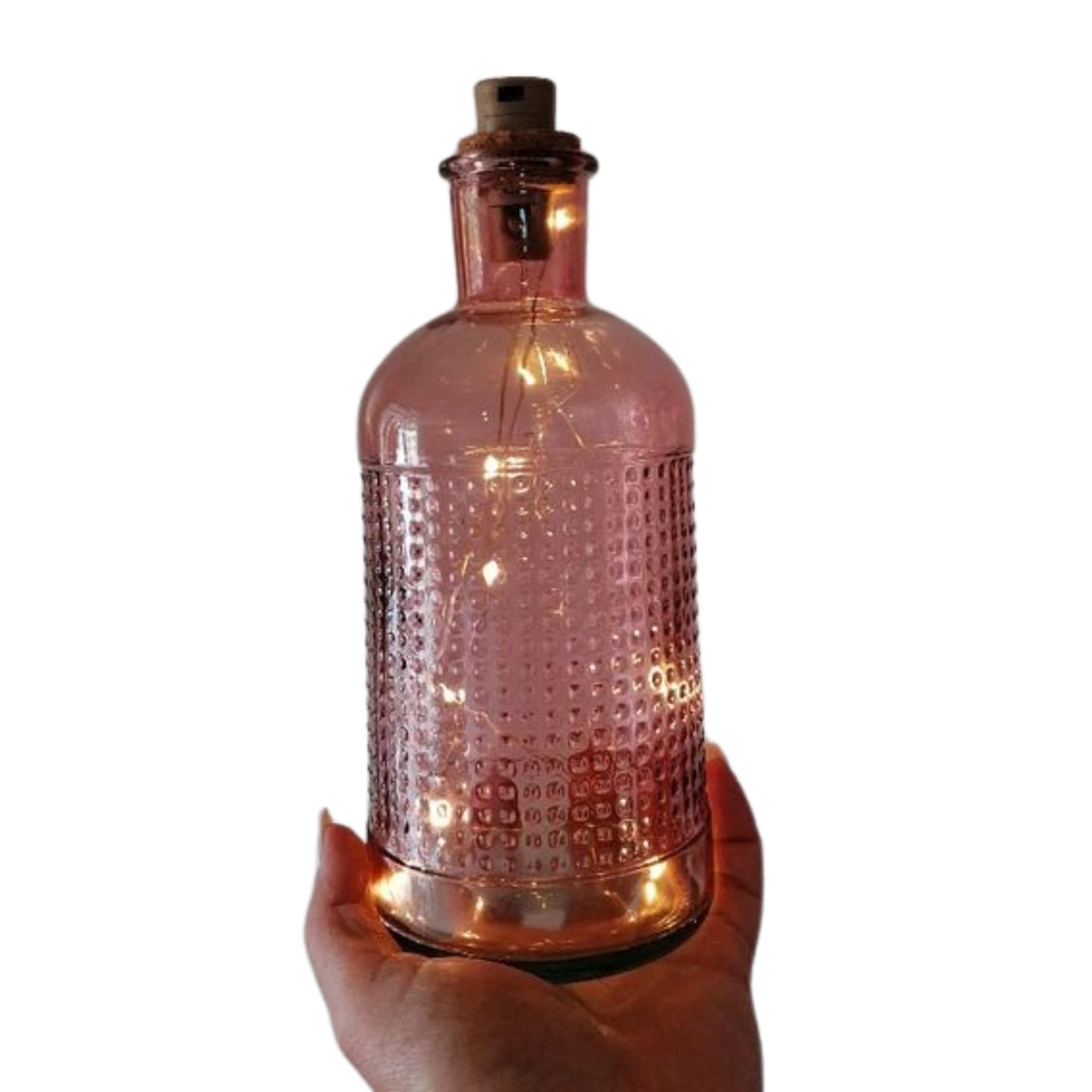 BRANDS & BEYOND Garden Accessories Pink Glass Bottle with 10 LED lighting