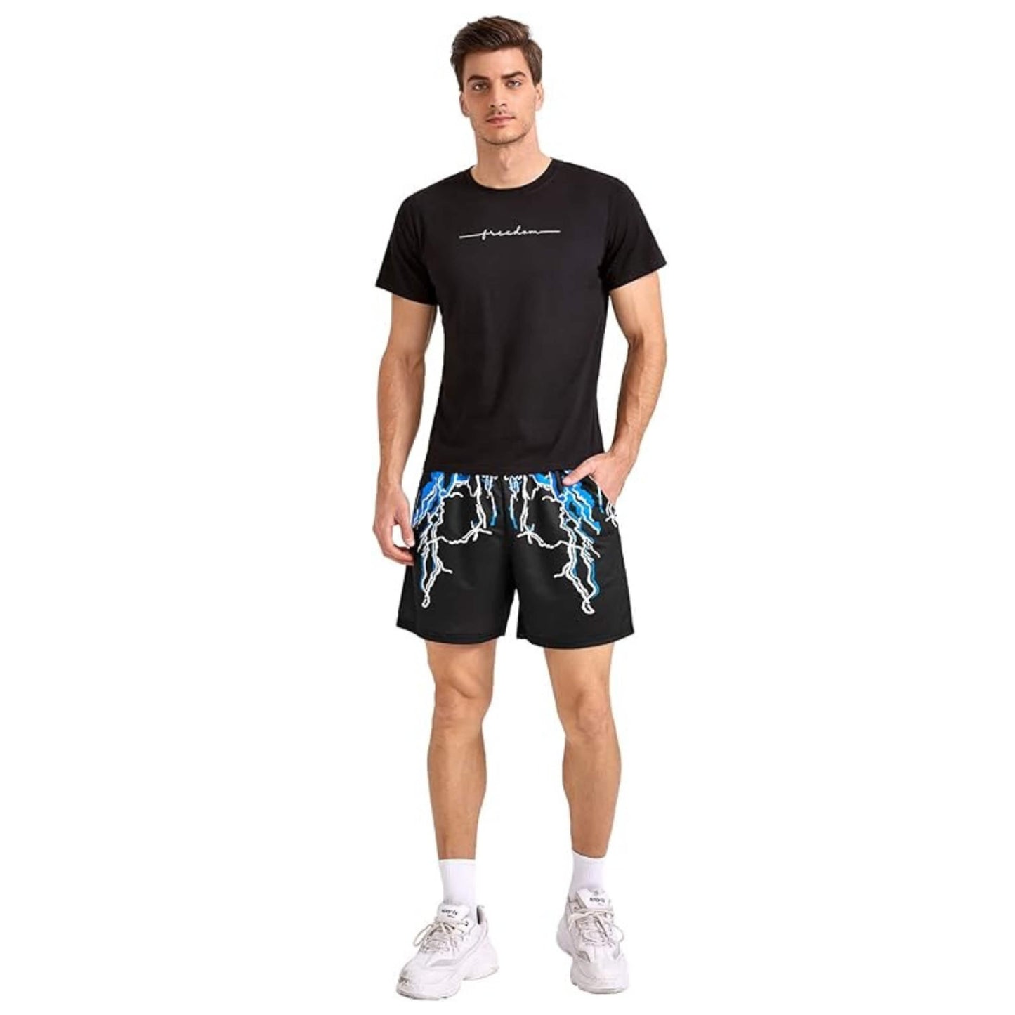 BRANDS & BEYOND Mens Bottoms 34W x 6L / Grey Pull Over LightningPrinted Short