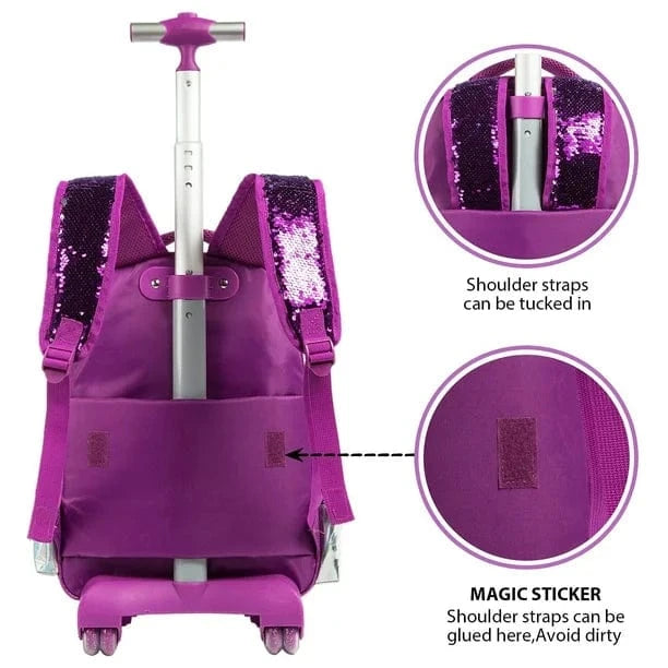BRANDS & BEYOND School Bags Multi-Color Mermaid Rolling Backpack With Wheels School Bags