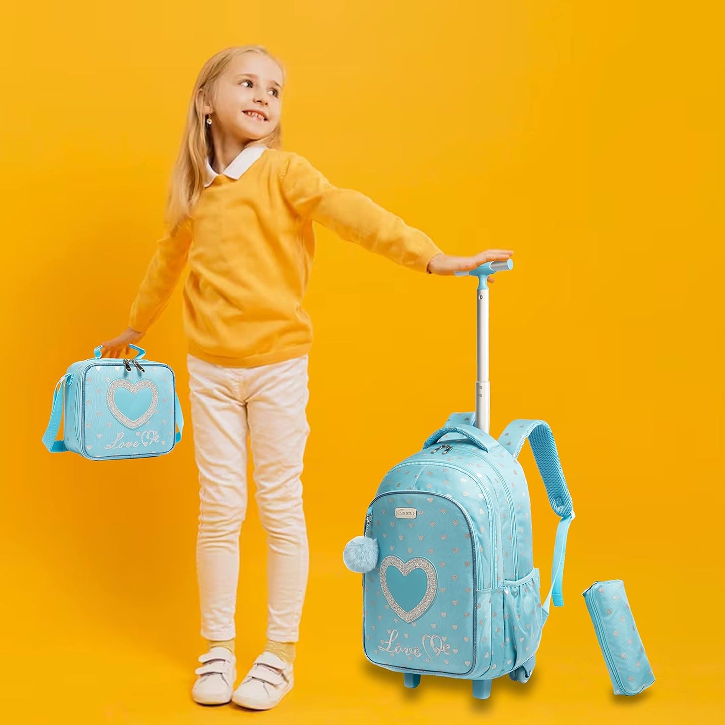 BRANDS & BEYOND School Bags Blue Rolling Bag With Weels