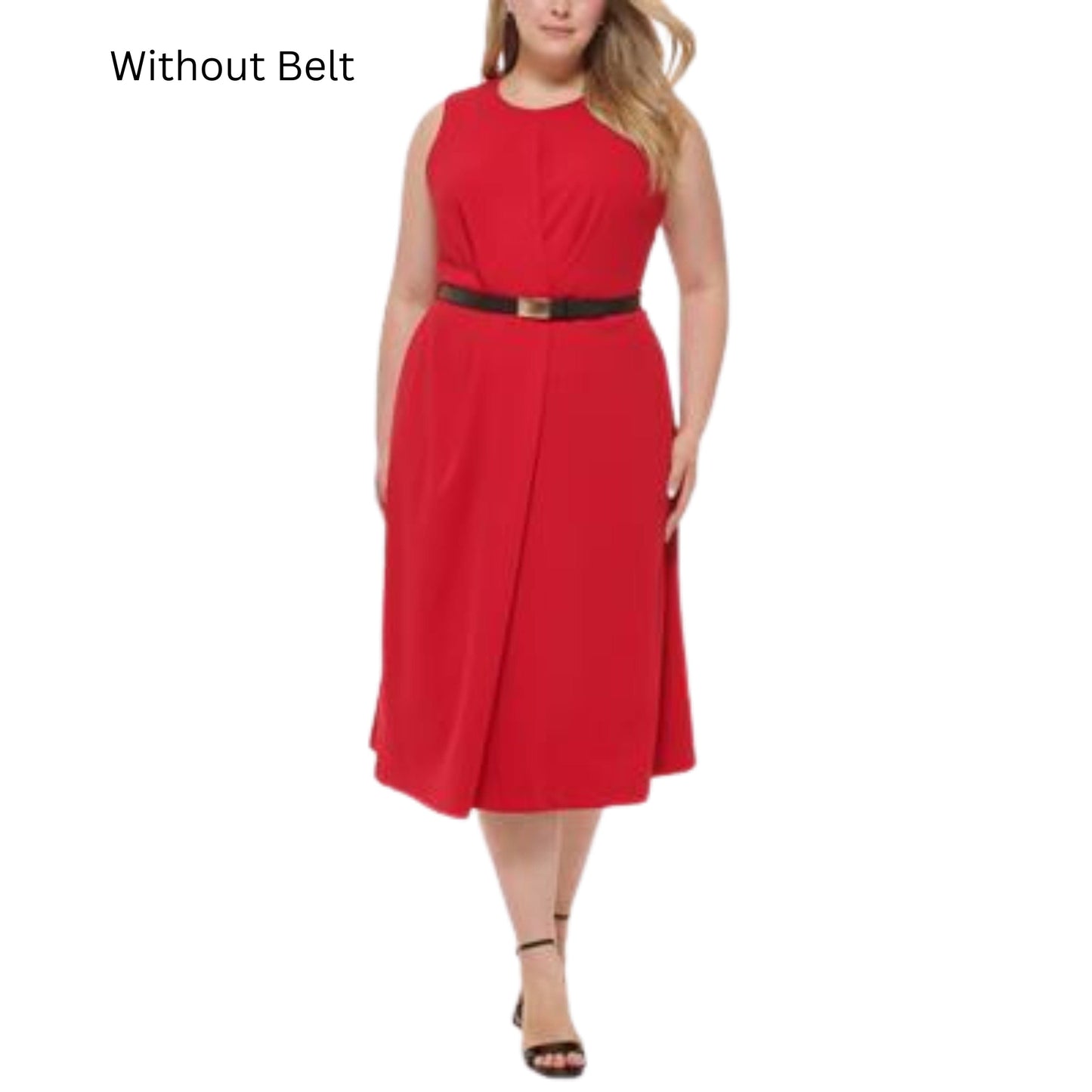 CALVIN KLEIN Womens Dress XXL / Red CALVIN KLEIN - Plus Size Sleeveless Dress