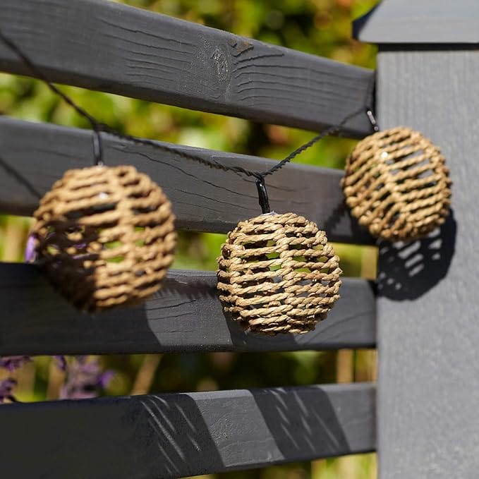 CASALUX Garden Accessories CASALUX - 10 Solar Fairy Lights Rattan Balls