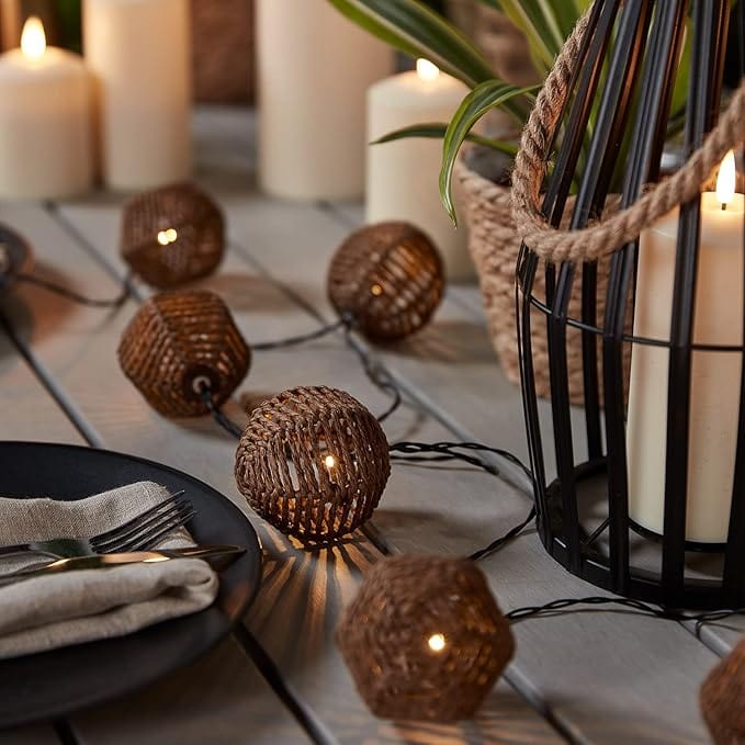 CASALUX Garden Accessories CASALUX - 10 Solar Fairy Lights Rattan Balls