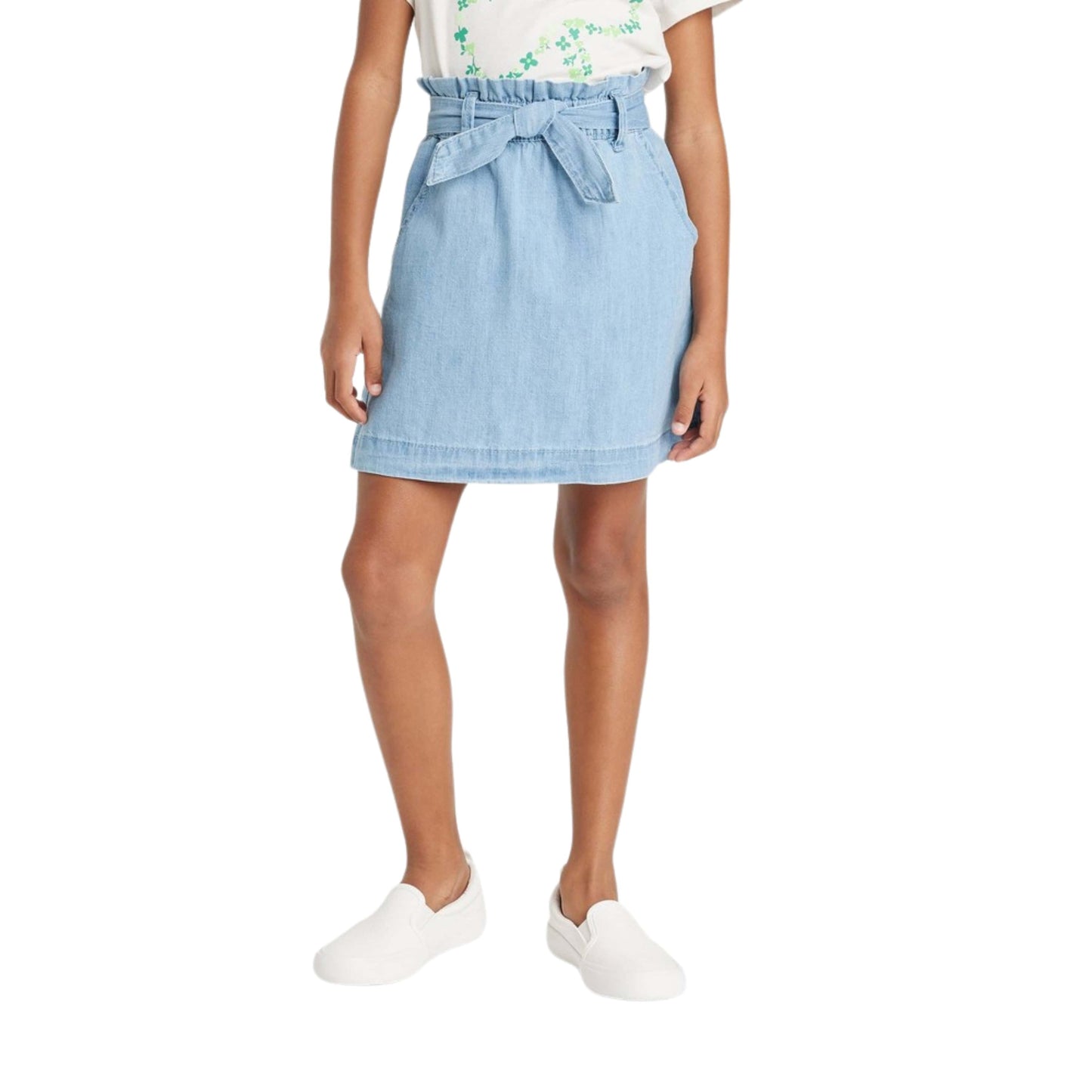 CAT & JACK Girls Bottoms L / Light Blue CAT & JACK - Tie Waist Pull-on Jeans Skirt
