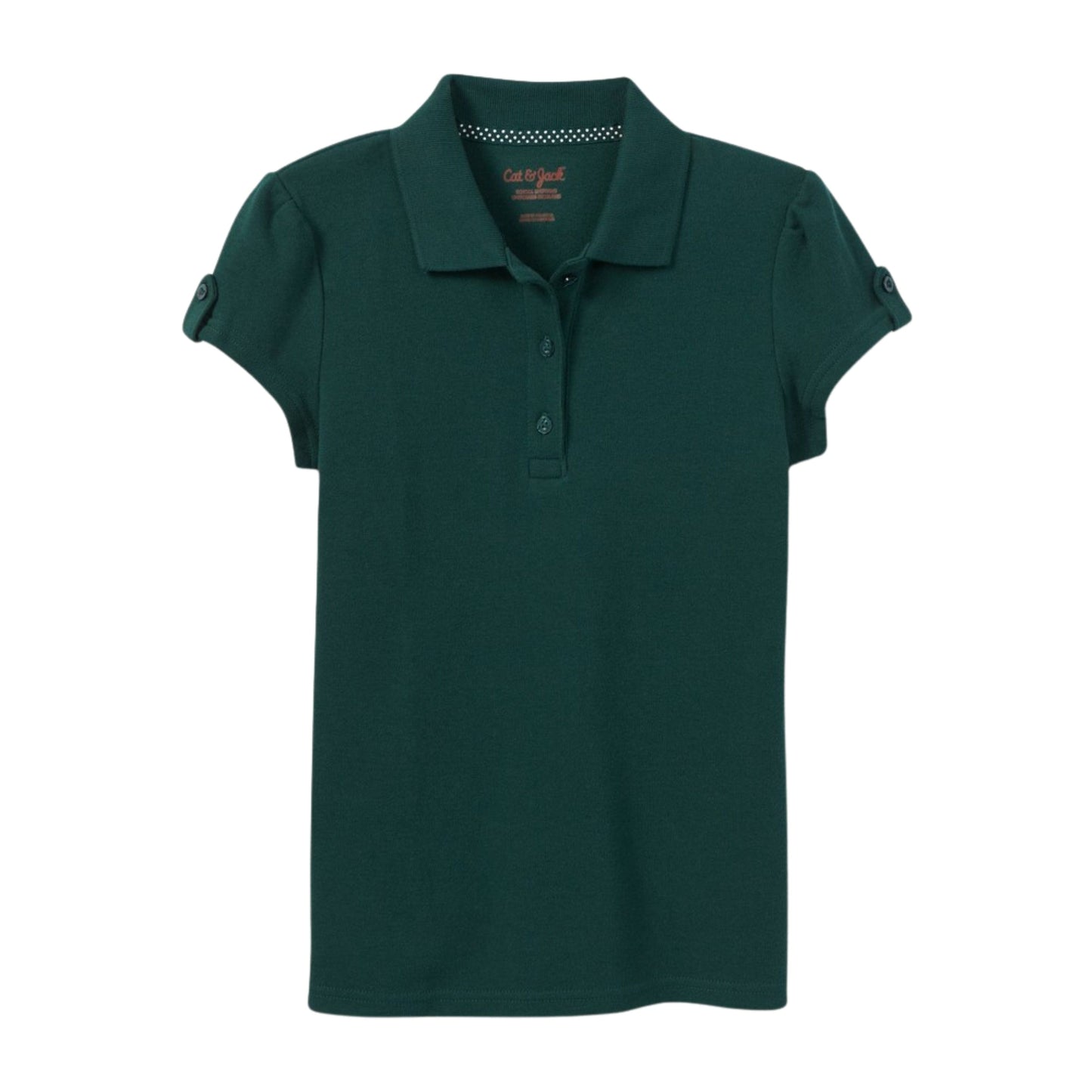 CAT & JACK Girls Tops L / Dark Green CAT & JACK - Sold Color Neck T-Shirt