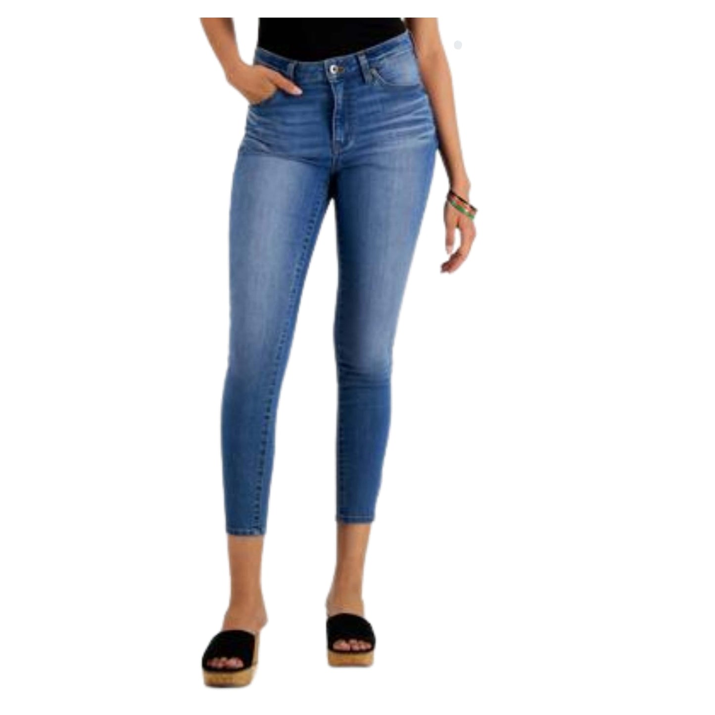 CELEBRITY PINK Womens Bottoms M / Blue / 27 CELEBRITY PINK - Curvy Distressed Skinny Jeans