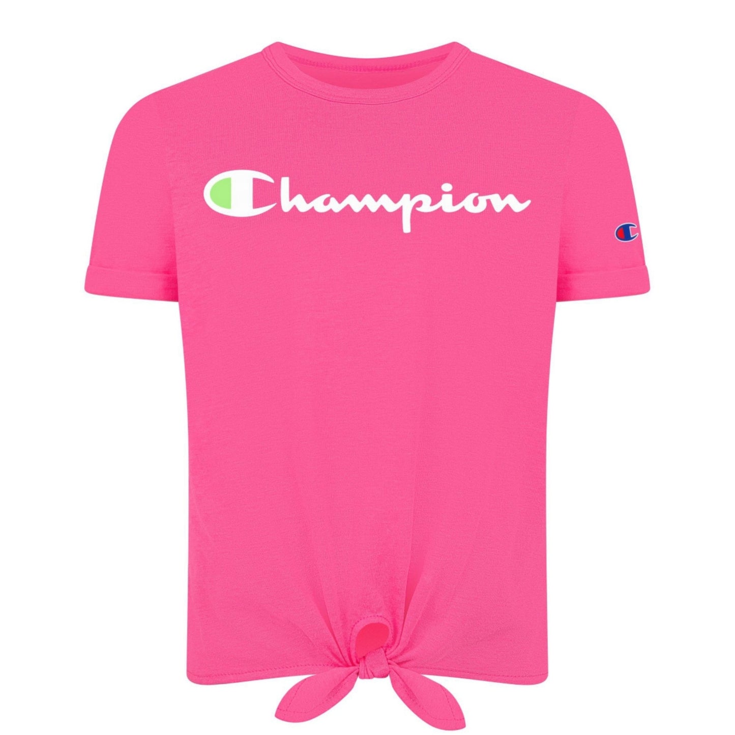 CHAMPION Girls Tops M / Pink CHAMPION - Kids - Classic Script Tie Front T-shirt