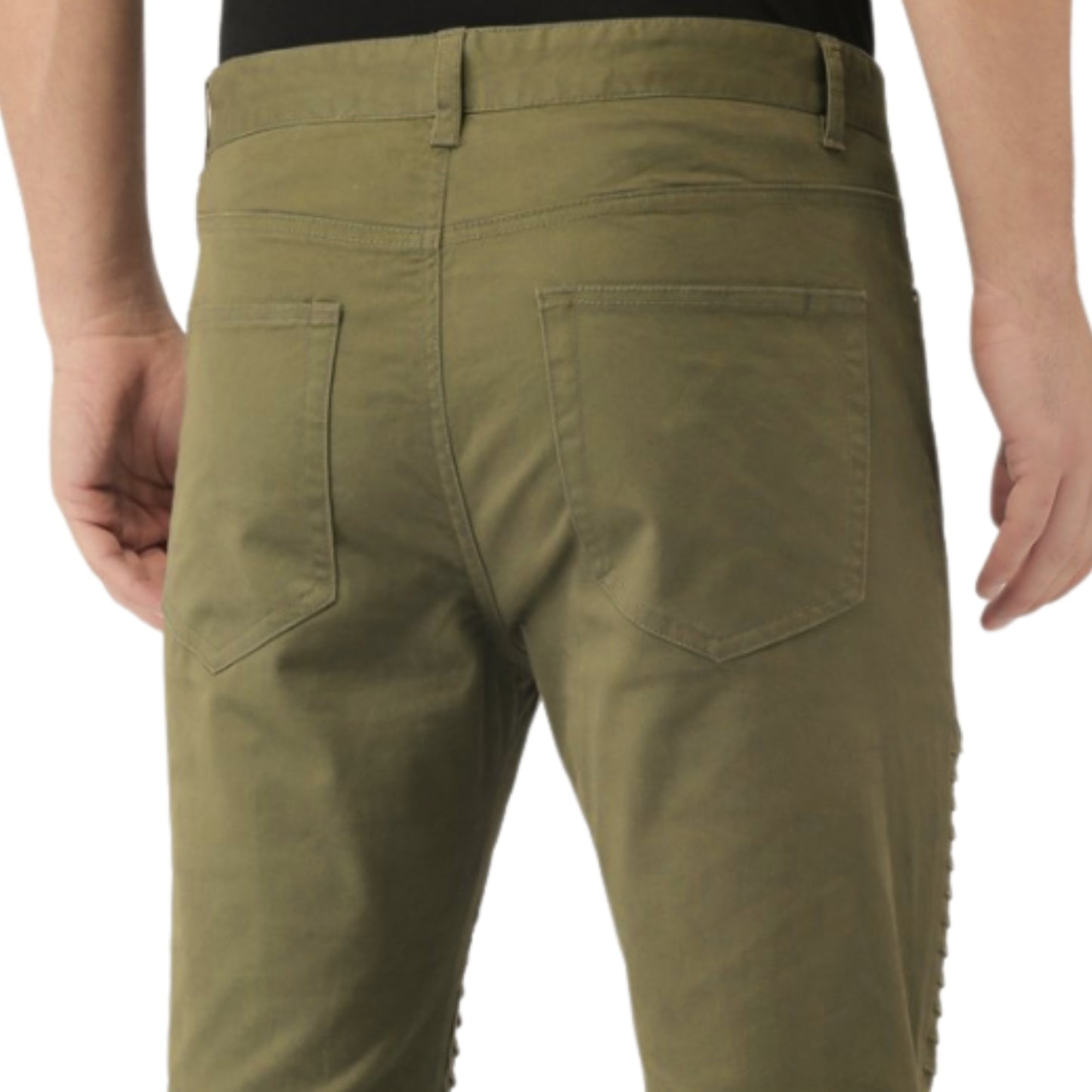SUN+STONE - Green Stretch Slim Fit Stretch Jeans