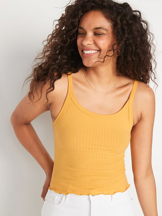 OLD NAVY - Cropped Lettuce-Edge Rib-Knit Tank Top