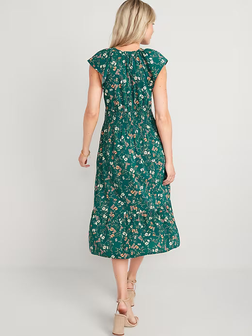 OLD NAVY - Flutter-Sleeve Floral-Print Swing Dress