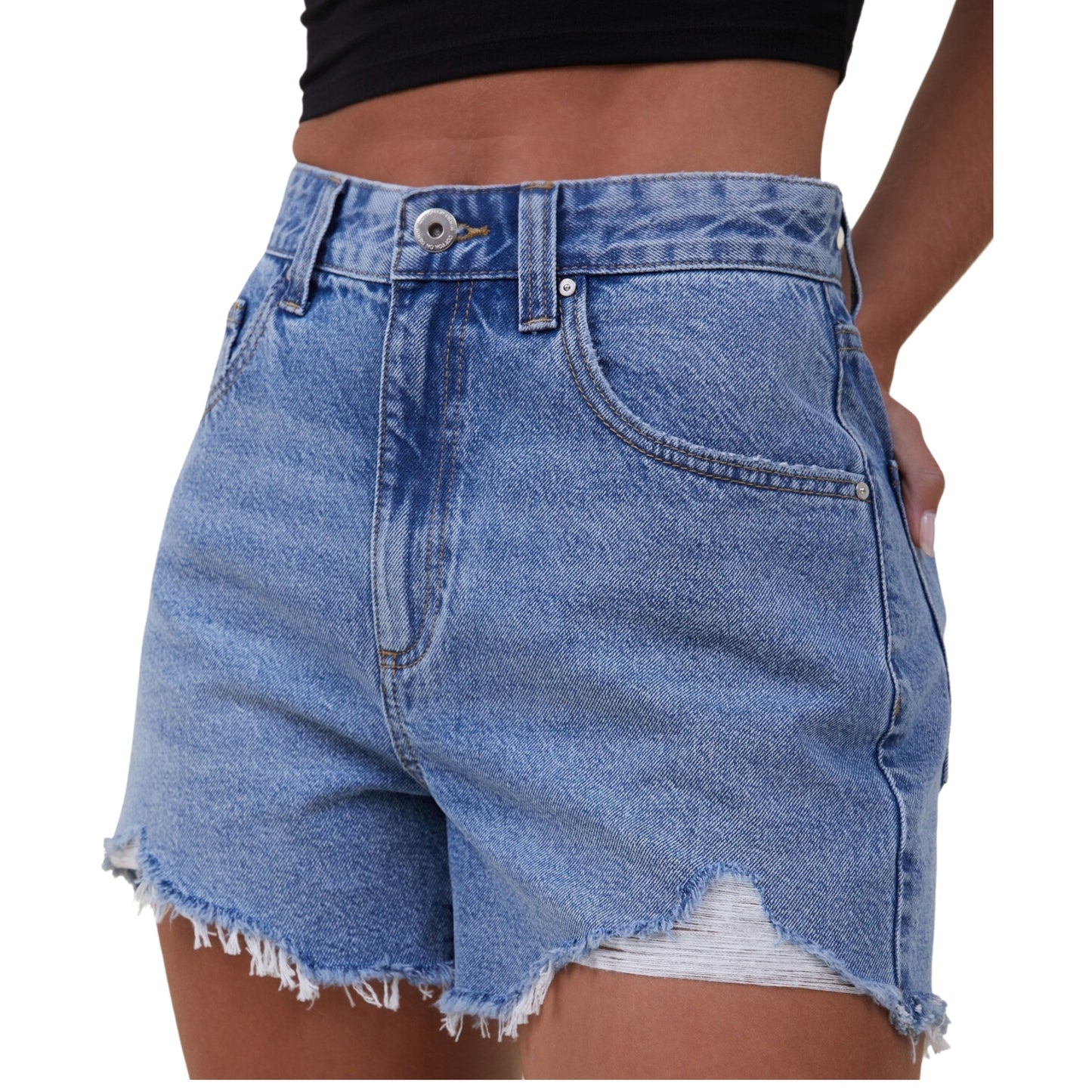 COTTON ON Womens Bottoms L / Blue COTTON ON - High Mom Denim Shorts