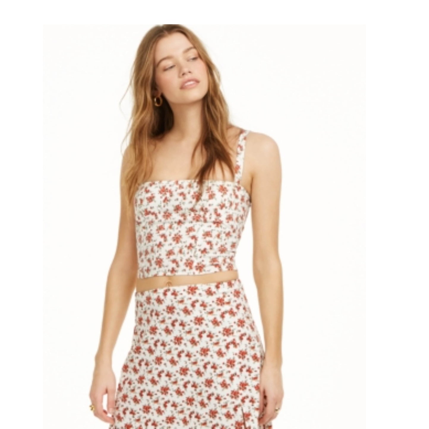 DANIELLE BERNSTEIN Womens Tops DANIELLE BERNSTEIN - Sweetheart flower pattern Sleeveless Crop Top