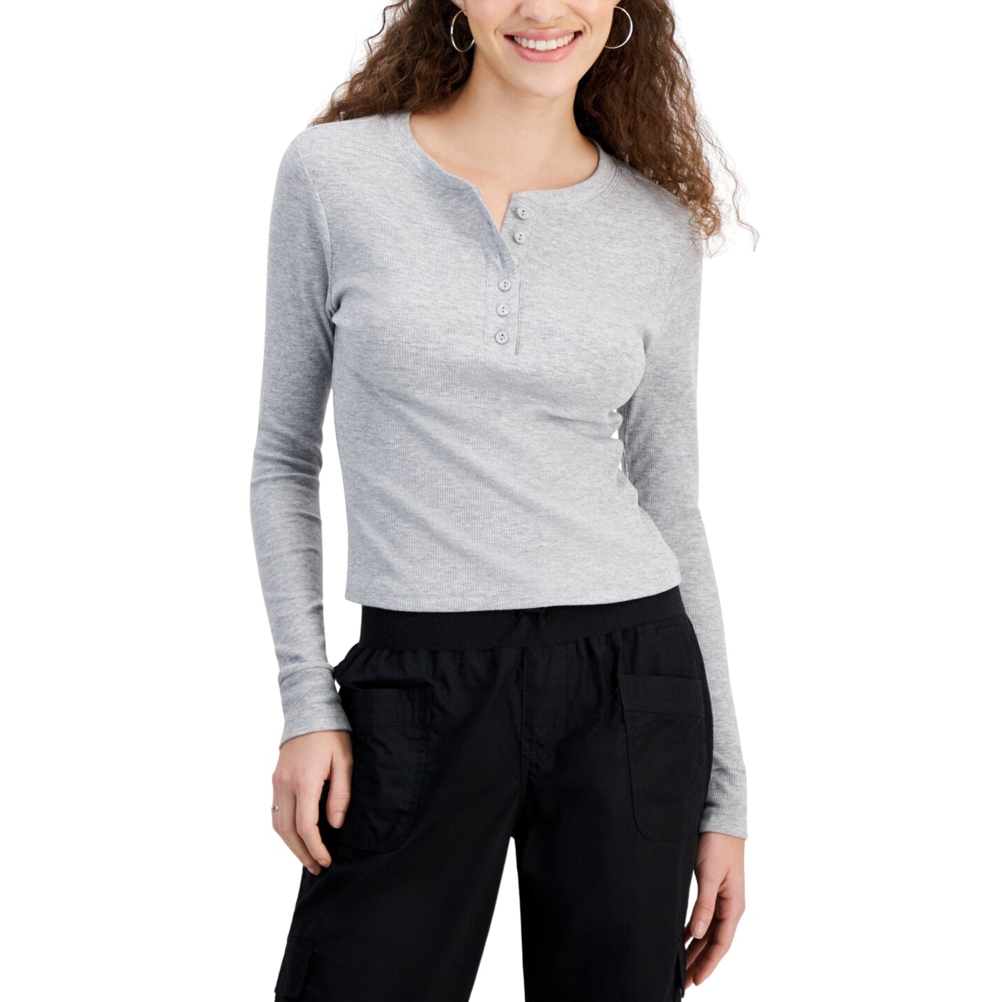 DEREK HEART Womens Tops DEREK HEART - Long-Sleeve Henley Top