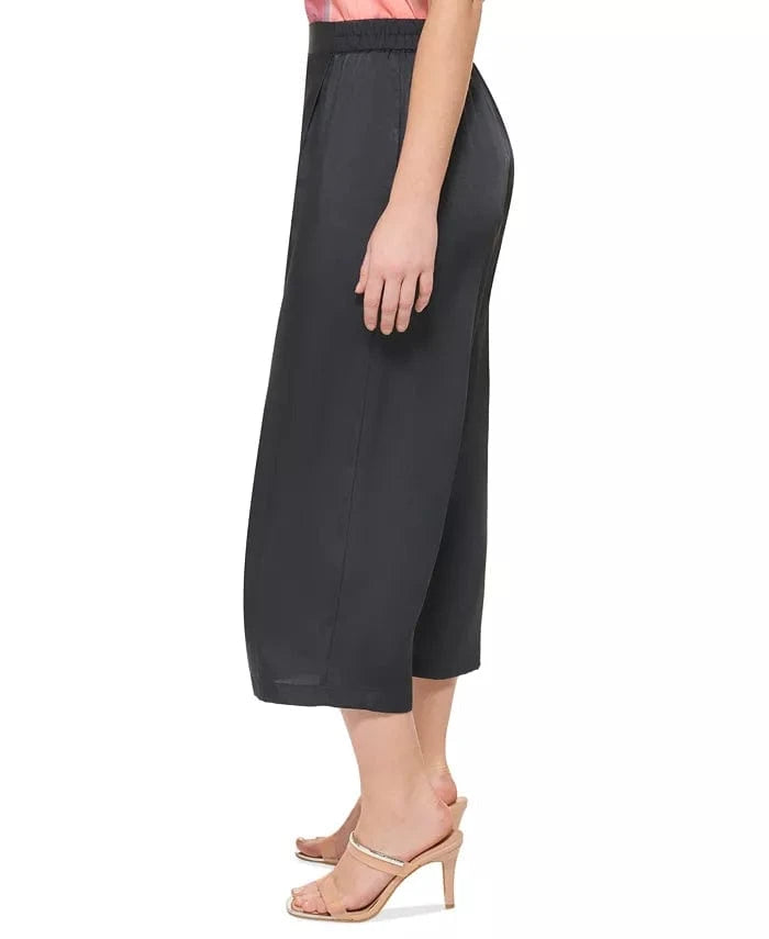DKNY Womens Bottoms L / Navy DKNY - Pull-on Wide-Leg Cropped Pants