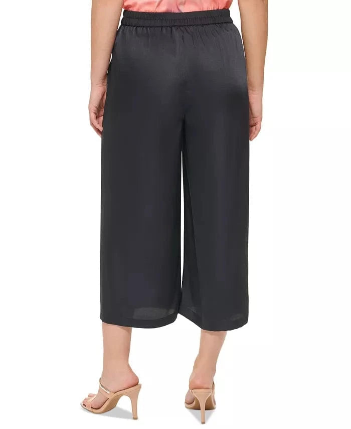 DKNY Womens Bottoms L / Navy DKNY - Pull-on Wide-Leg Cropped Pants