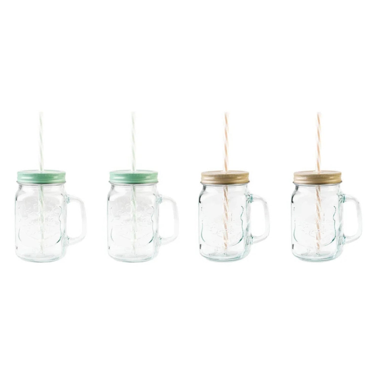 ERNESTO Kitchenware Multi-Color ERNESTO - 4 Lidded glass jars with straws set