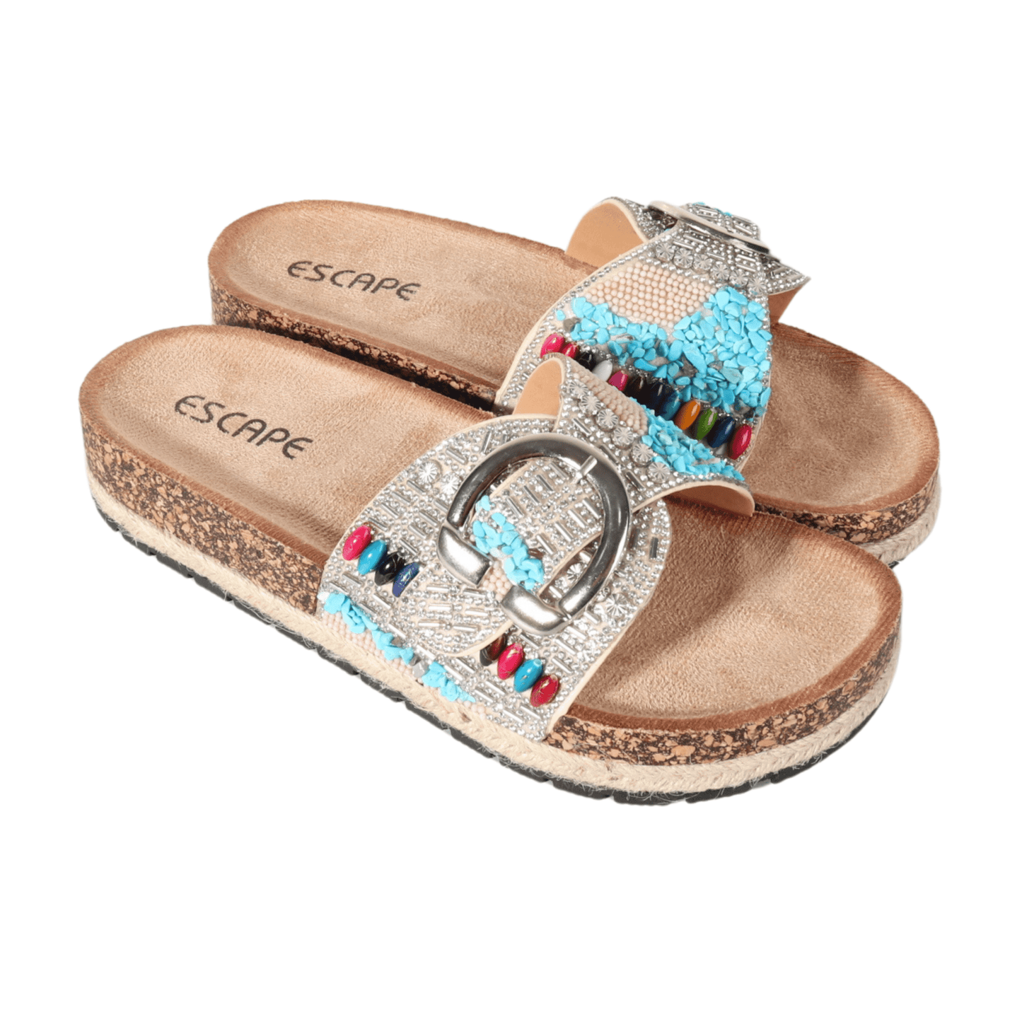 ESCAPE Womens Shoes ESCAPE - Single Wide Strap Adorned Slipper